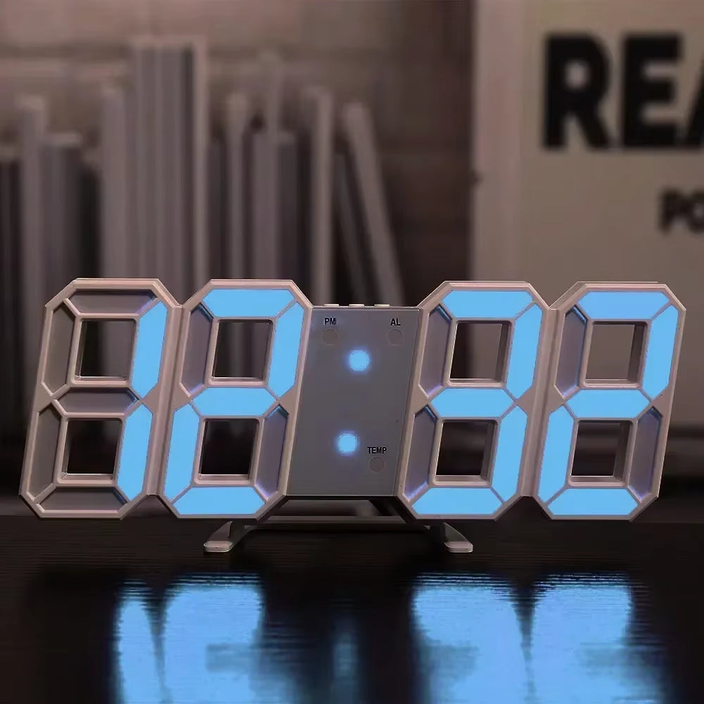 3D LED Digital Clock Wall Decoration Glow Night Mode Decoration for Home Adjustable Electronic Watch Clock Decor Clocks Garden