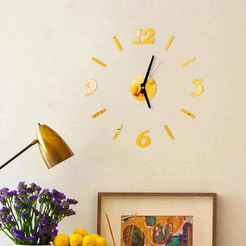 3D Wall Clock Mirror Wall Stickers Fashion Living Room Quartz Watch DIY Home Decoration Wall Clocks Sticker Reloj De Pared