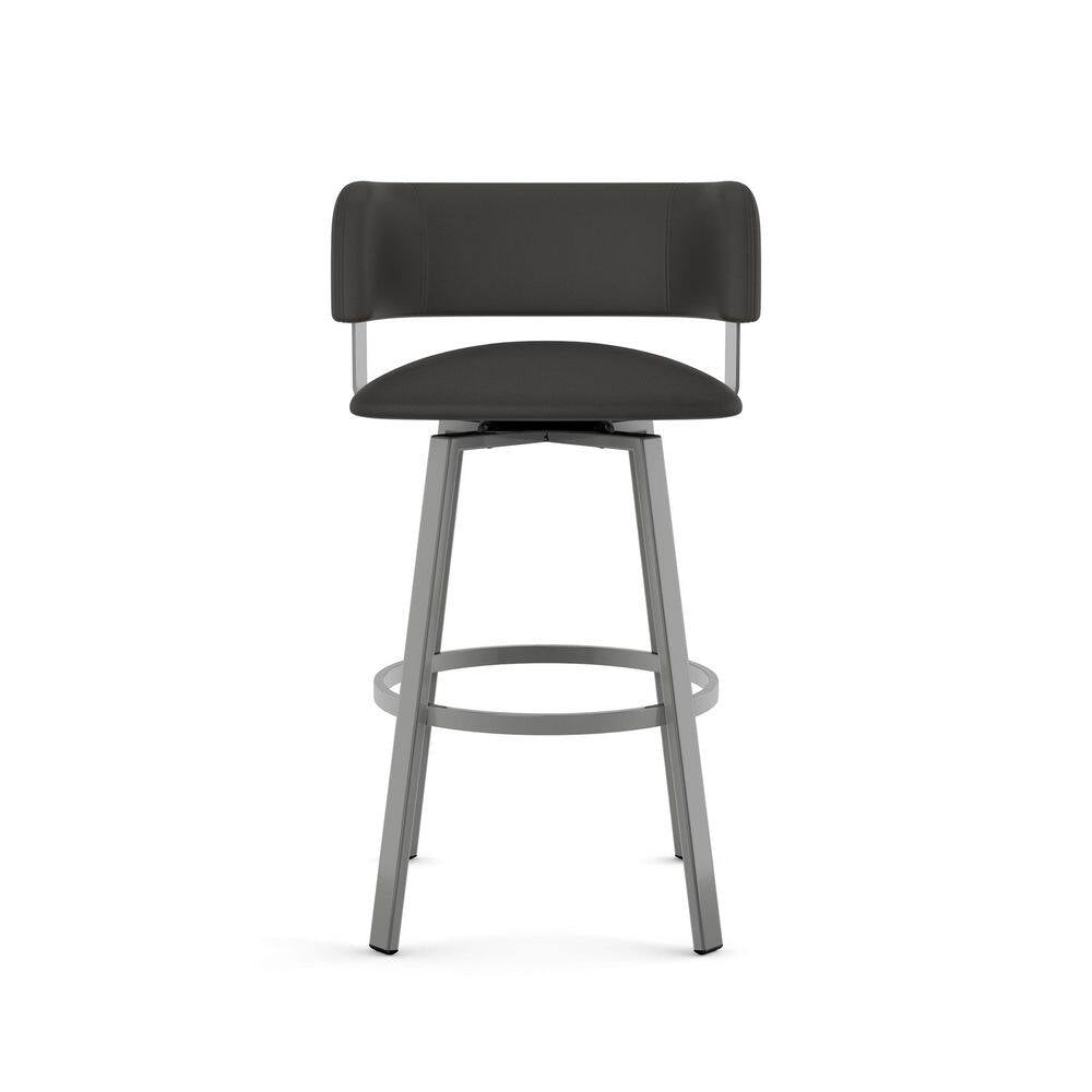 Stinson 26 In. Glossy Grey Metal Charcoal Mat Black Polyurethane Counter Stool