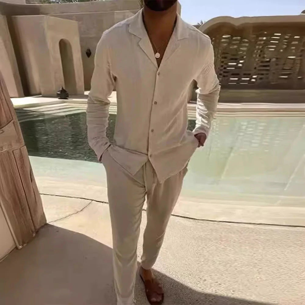 Conjunto De Lino Para Hombre - Elegante Y Confortable Para El Uso Diario ✨