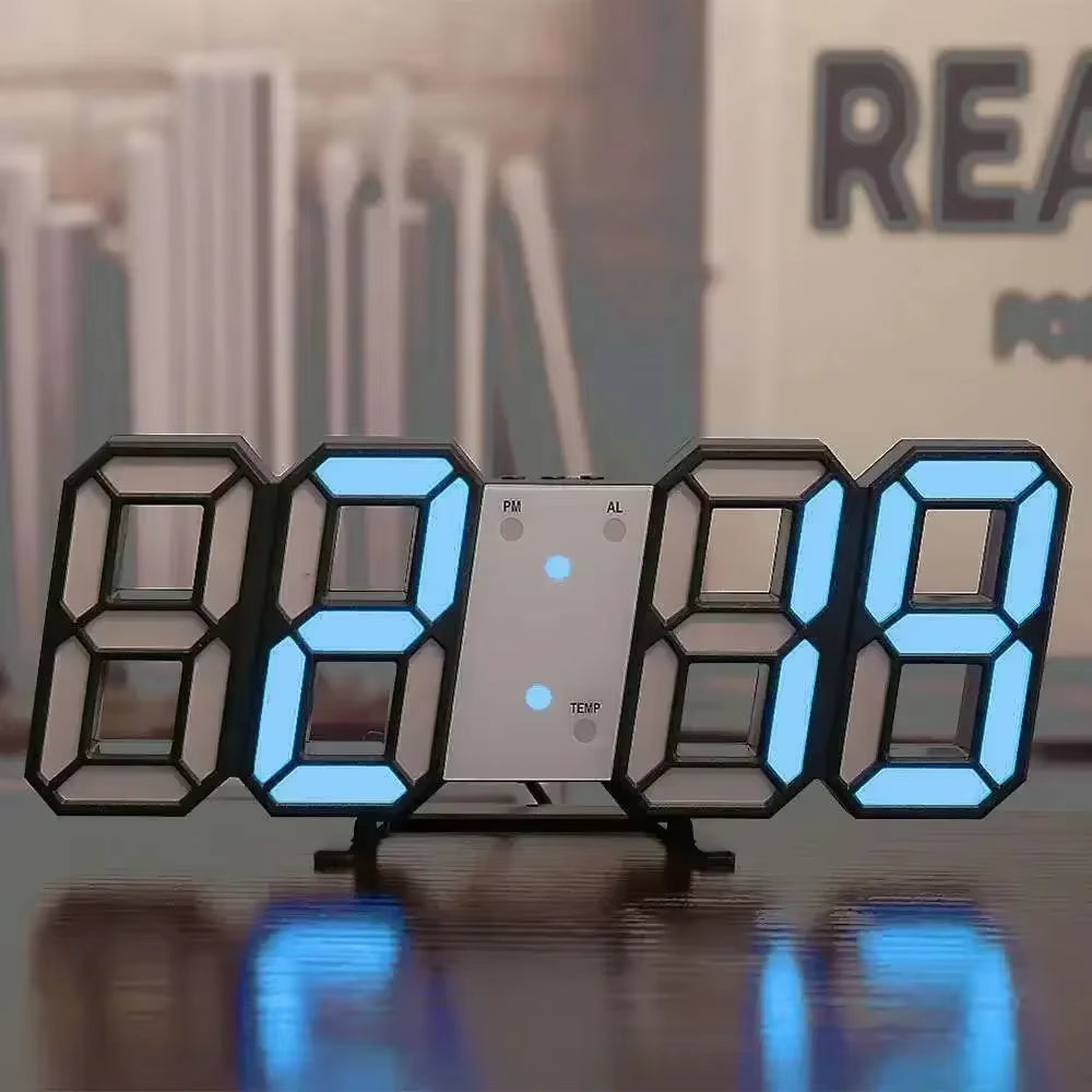 3D LED Digital Clock Wall Decoration Glow Night Mode Decoration for Home Adjustable Electronic Watch Clock Decor Clocks Garden