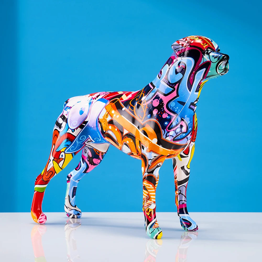 Creative Colorful Art Animal Rottweiler Resin Crafts Home Decoration Color Modern Simple Decoracion Hogar Moderno Ornaments