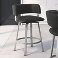 Stinson 26 In. Glossy Grey Metal Charcoal Mat Black Polyurethane Counter Stool