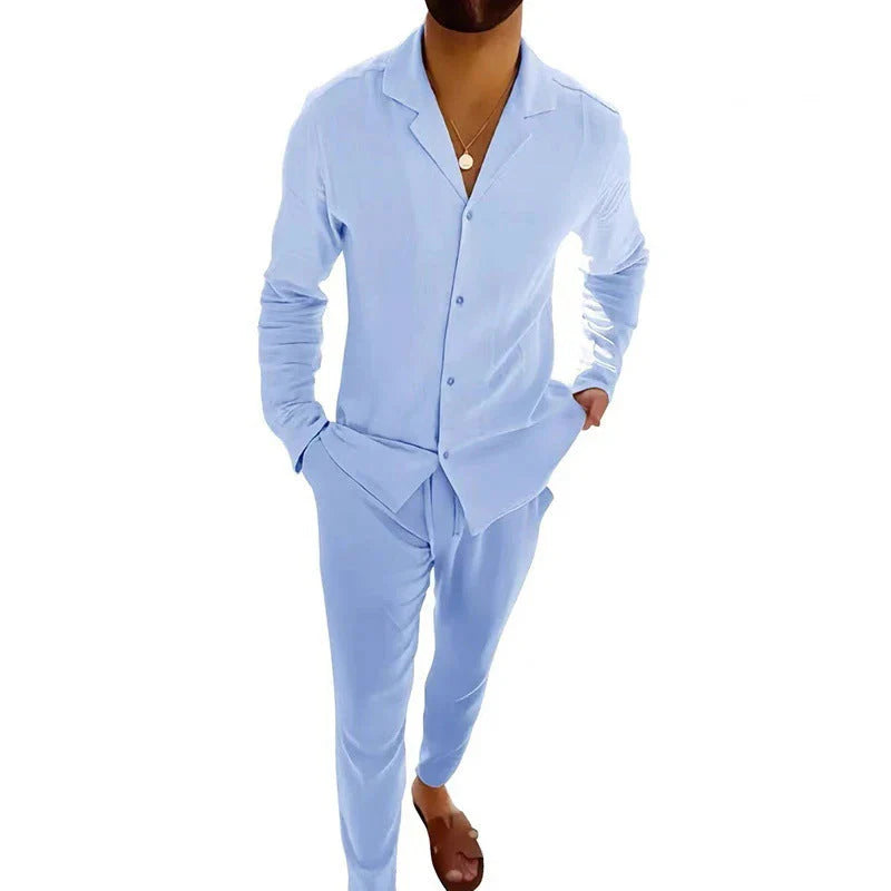Conjunto De Lino Para Hombre - Elegante Y Confortable Para El Uso Diario ✨