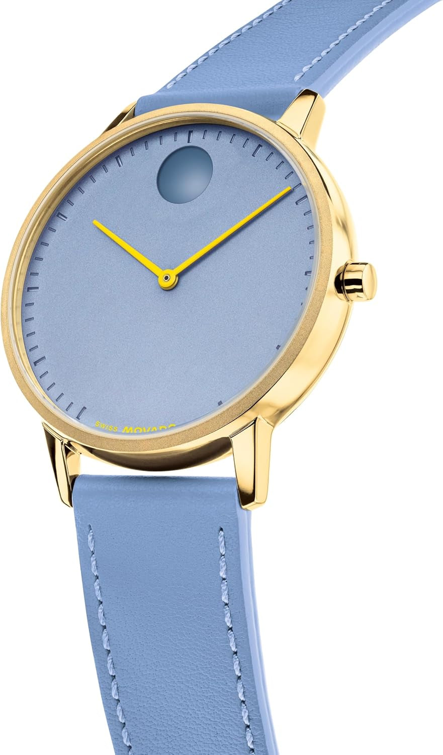 Movado Face Men’S Quartz Watch – 39Mm round Case, Leather Strap – Gift for Him