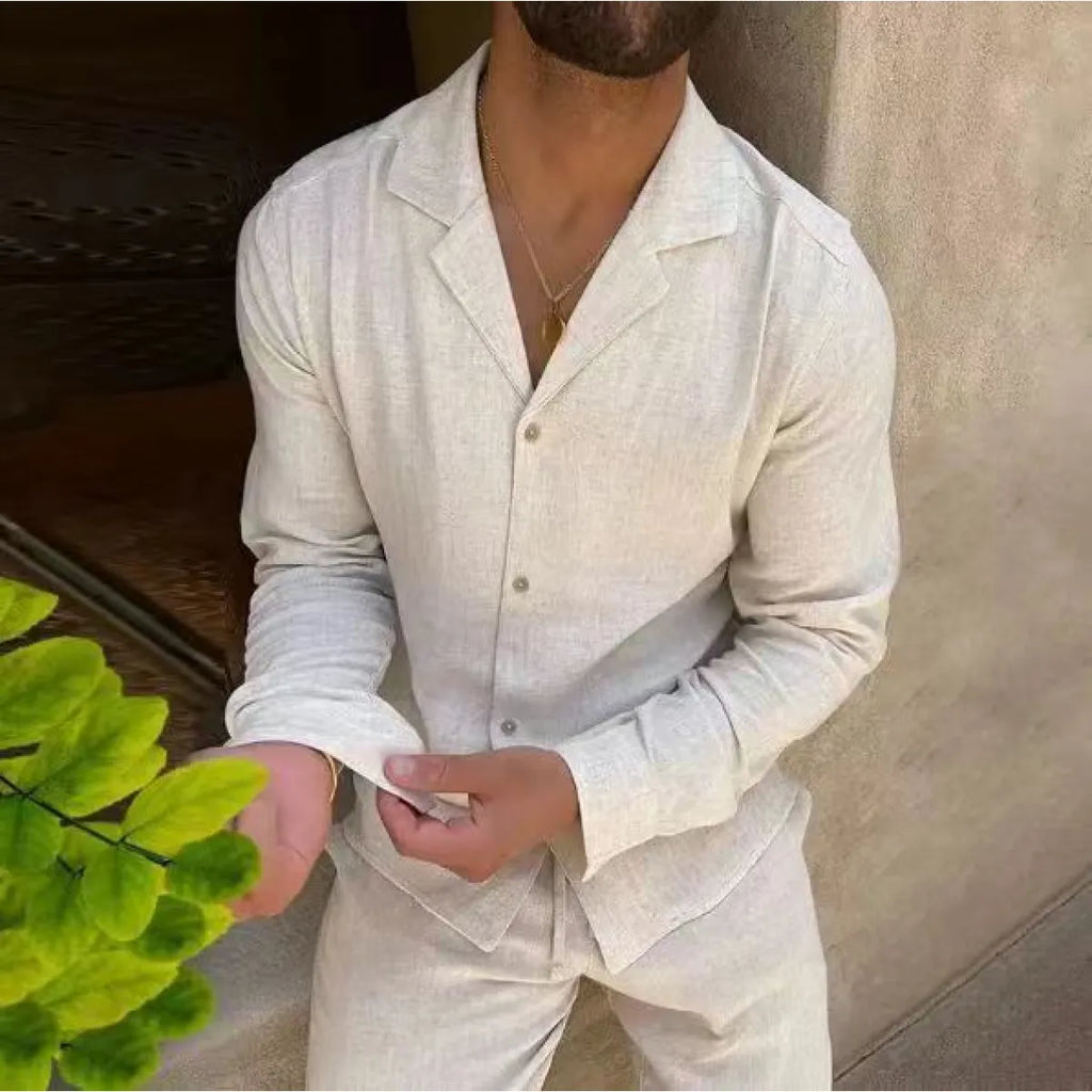 Conjunto De Lino Para Hombre - Elegante Y Confortable Para El Uso Diario ✨