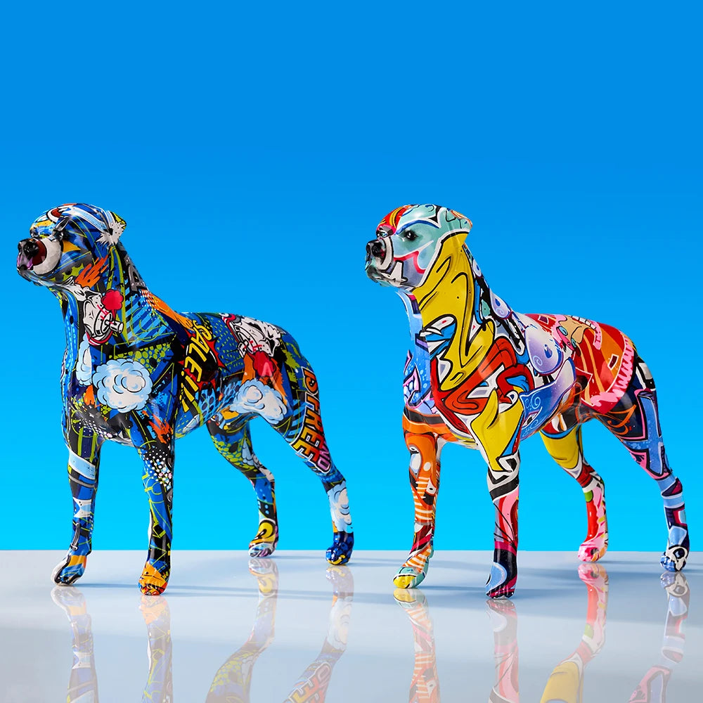 Creative Colorful Art Animal Rottweiler Resin Crafts Home Decoration Color Modern Simple Decoracion Hogar Moderno Ornaments