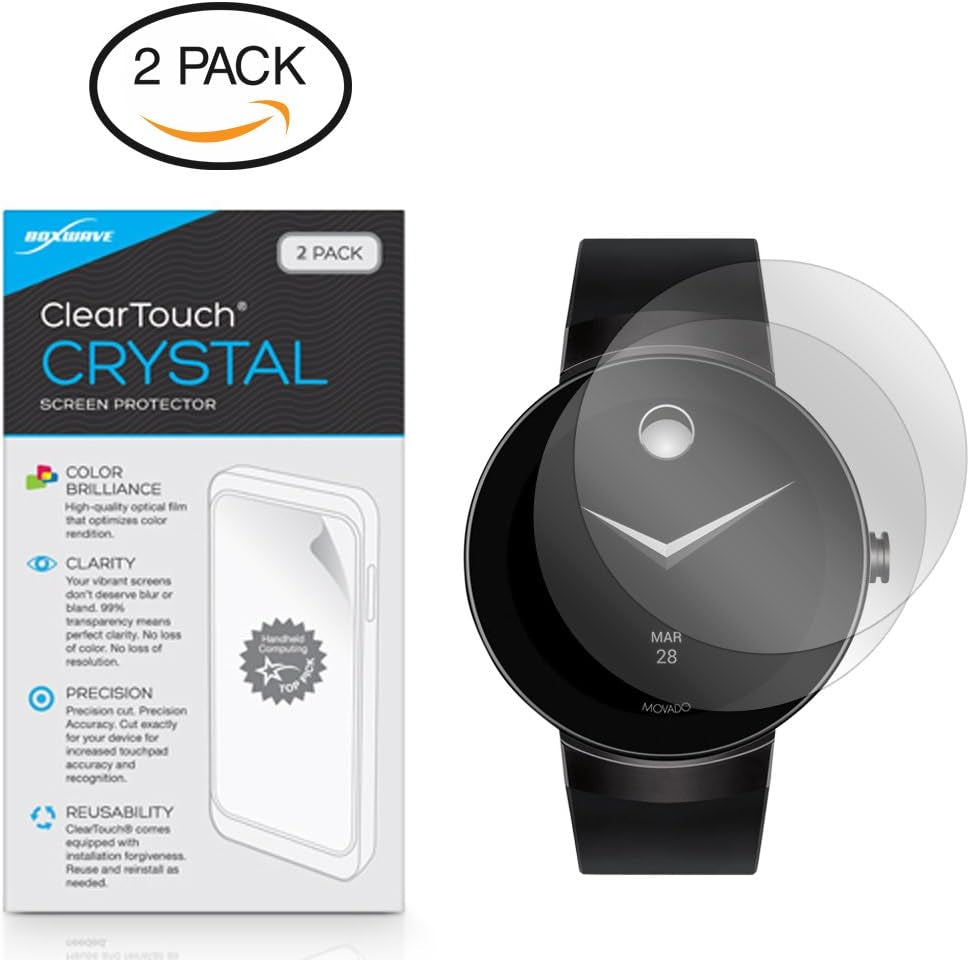 Screen Protector Compatible with Movado Connect - Cleartouch Crystal (2-Pack), HD Film Skin - Shields from Scratches for Movado Connect