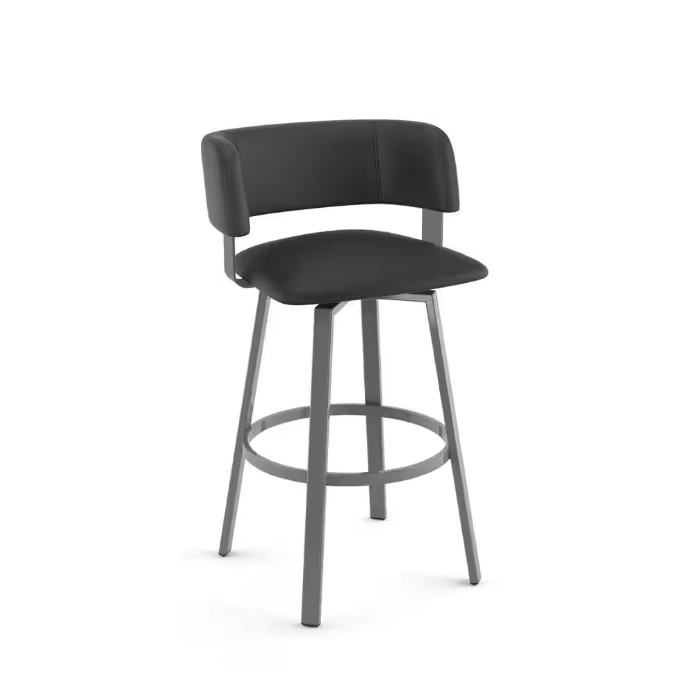 Stinson 26 In. Glossy Grey Metal Charcoal Mat Black Polyurethane Counter Stool