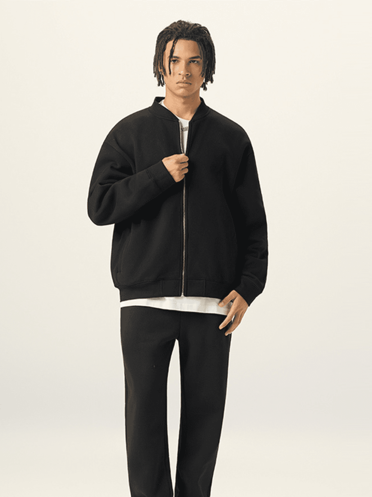 Apollo Black Fleece Zip-Up Baseball Jacket