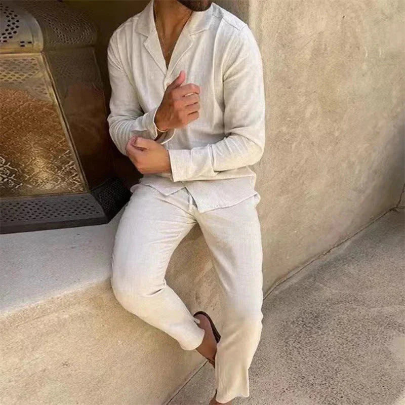 Conjunto De Lino Para Hombre - Elegante Y Confortable Para El Uso Diario ✨