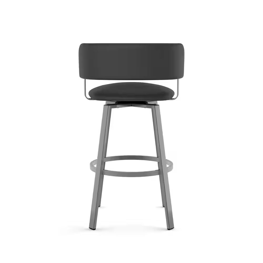 Stinson 26 In. Glossy Grey Metal Charcoal Mat Black Polyurethane Counter Stool