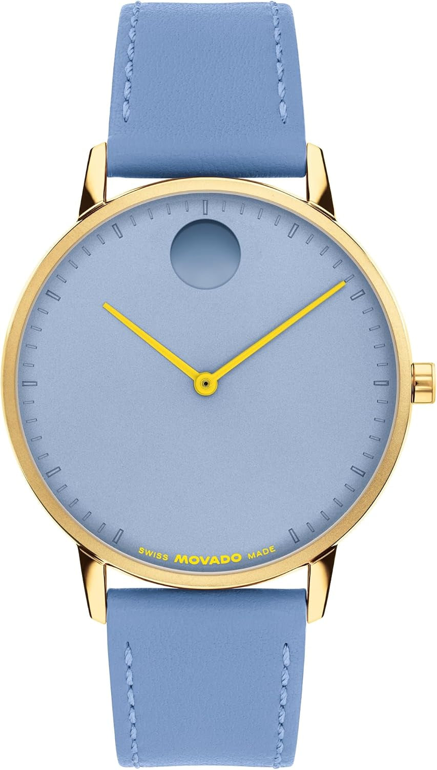 Movado Face Men’S Quartz Watch – 39Mm round Case, Leather Strap – Gift for Him