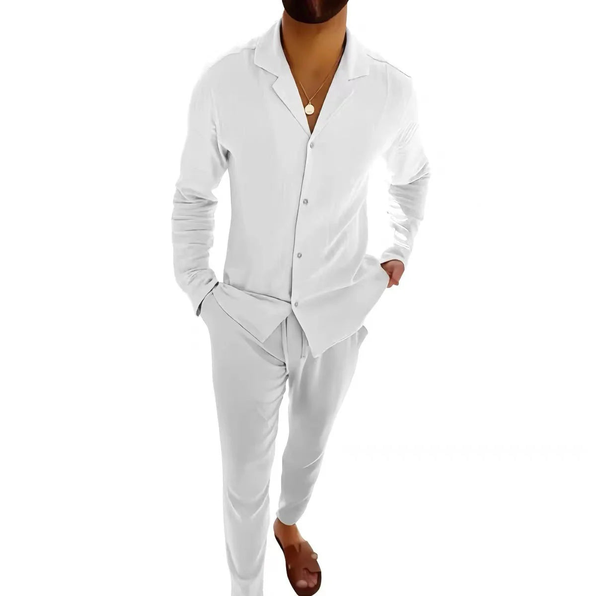 Conjunto De Lino Para Hombre - Elegante Y Confortable Para El Uso Diario ✨