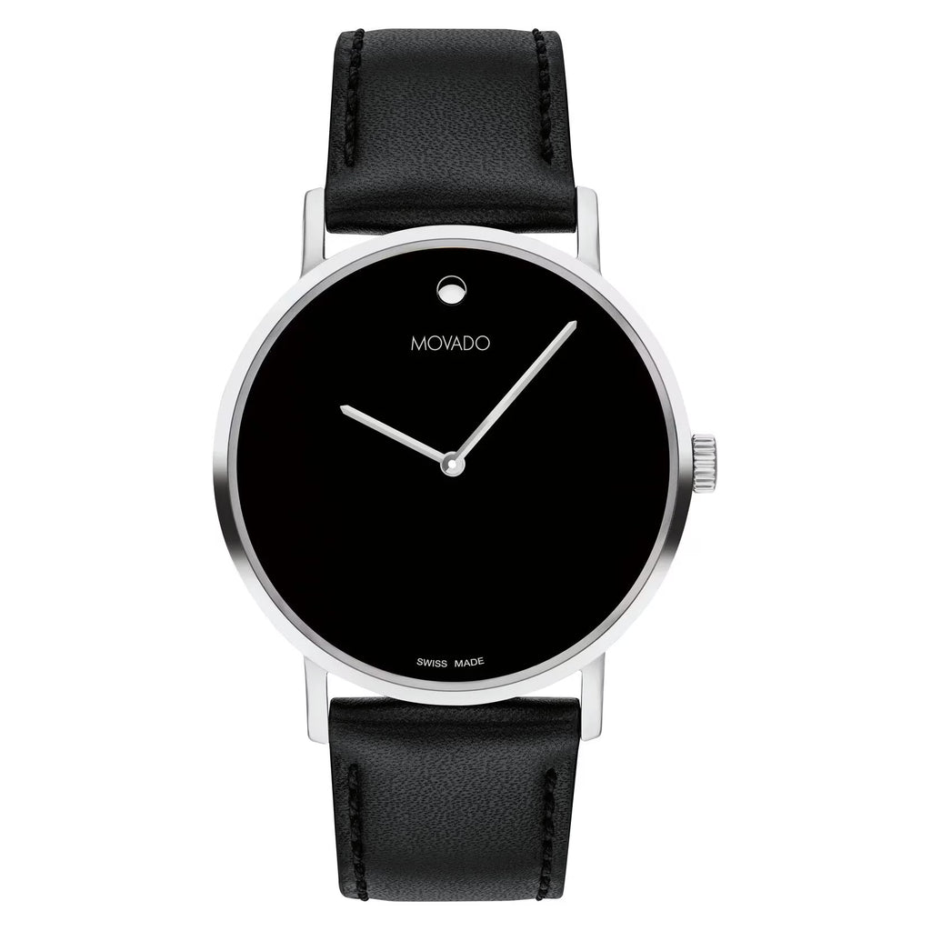 Signature Museum 0607589 Black Dial Black Leather 40MM Silver Case Strap Men'S Watch