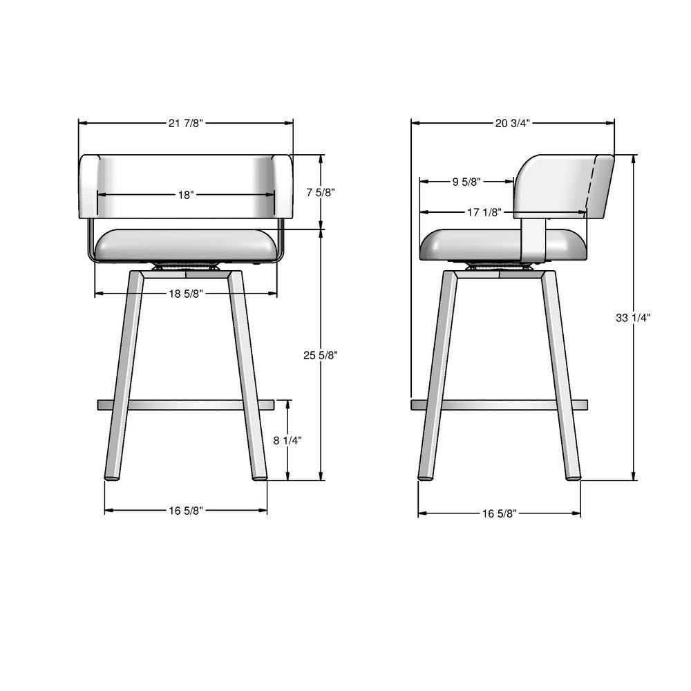 Stinson 26 In. Glossy Grey Metal Charcoal Mat Black Polyurethane Counter Stool