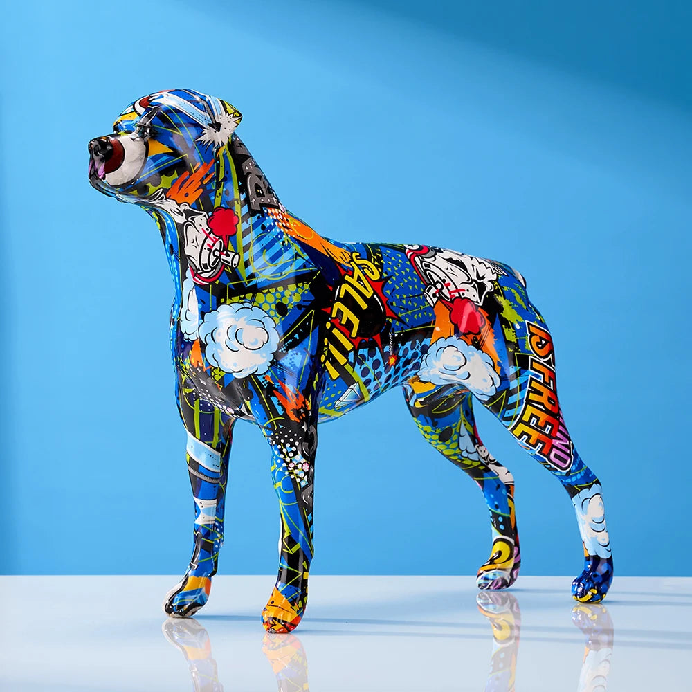 Creative Colorful Art Animal Rottweiler Resin Crafts Home Decoration Color Modern Simple Decoracion Hogar Moderno Ornaments