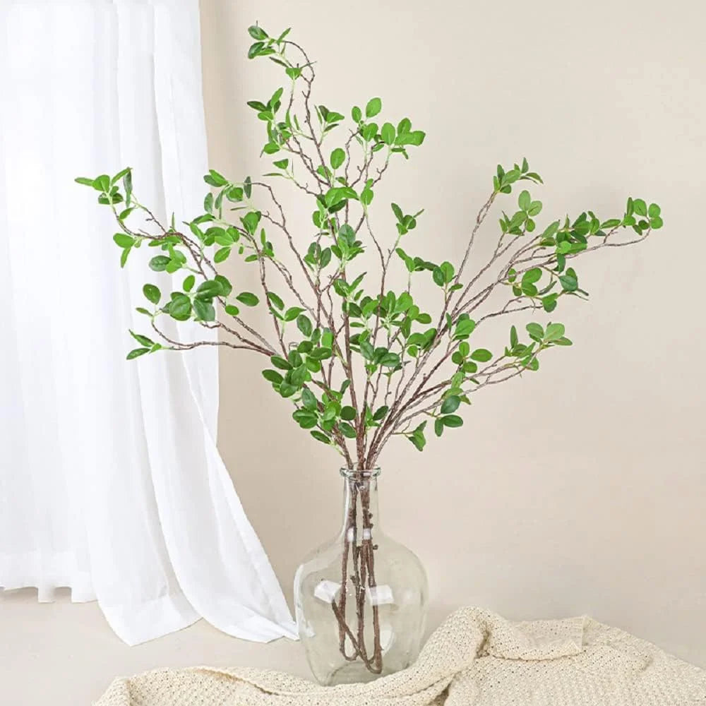Artificial Plant, 3Pcs 43.3 Inch Faux Greenery Stems Fake Tree Branches Ficus Twig Leaves for Vase Filler Shop Garden Office Home Decoration