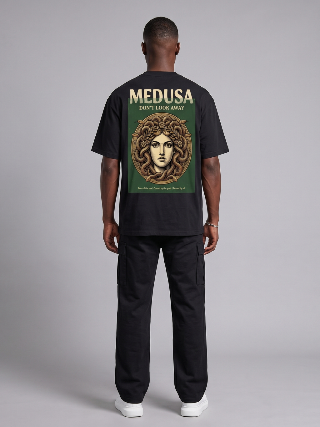 'Medusa Don't Look Away' Oversized Graphic Tee